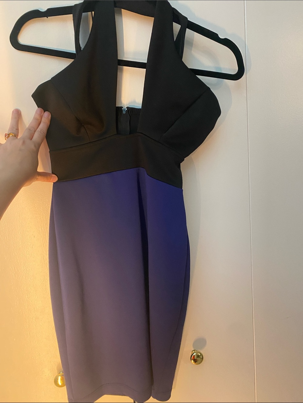 2000s Retro Black and Blue Criss Cross Cocktail Dress
